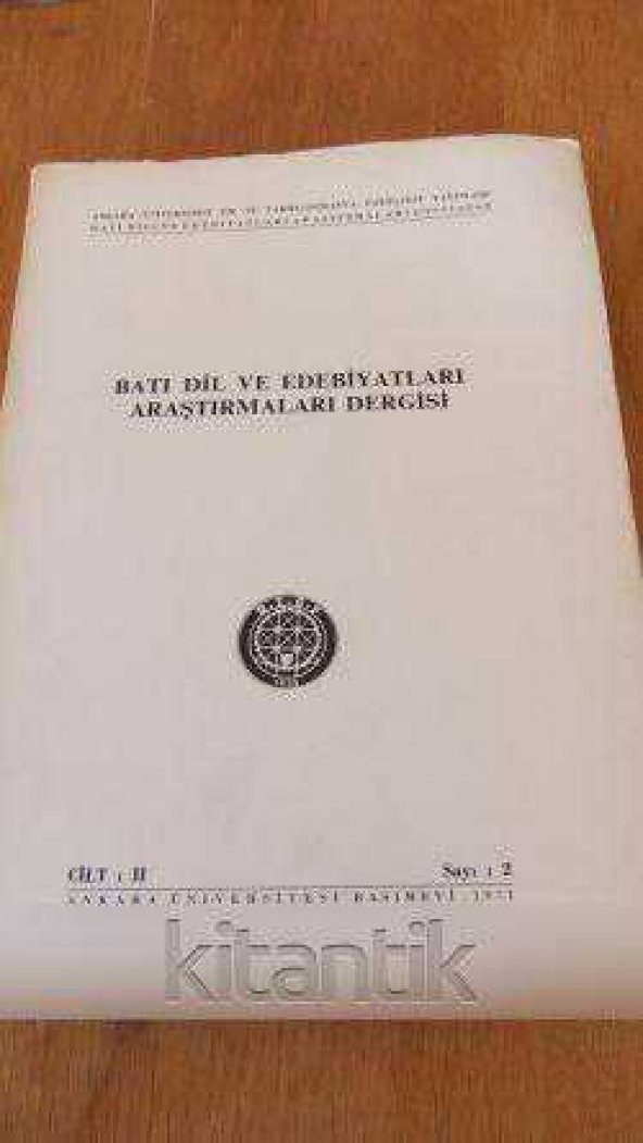 BATI DİL VE EDEBİYATLARI ARAŞTIRMALARI DERGİSİ  Cilt: II  Sayı: 2
