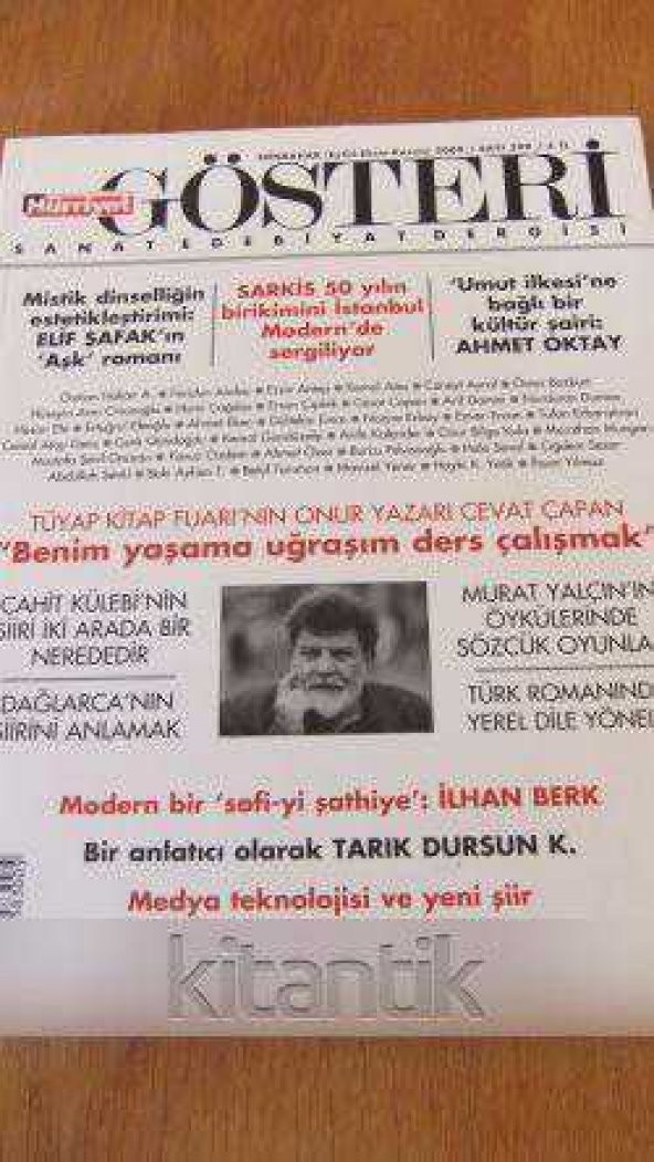 GÖSTERİ  Sanat Edebiyat Dergisi  Sayı: 299 * Sonbahar  2009