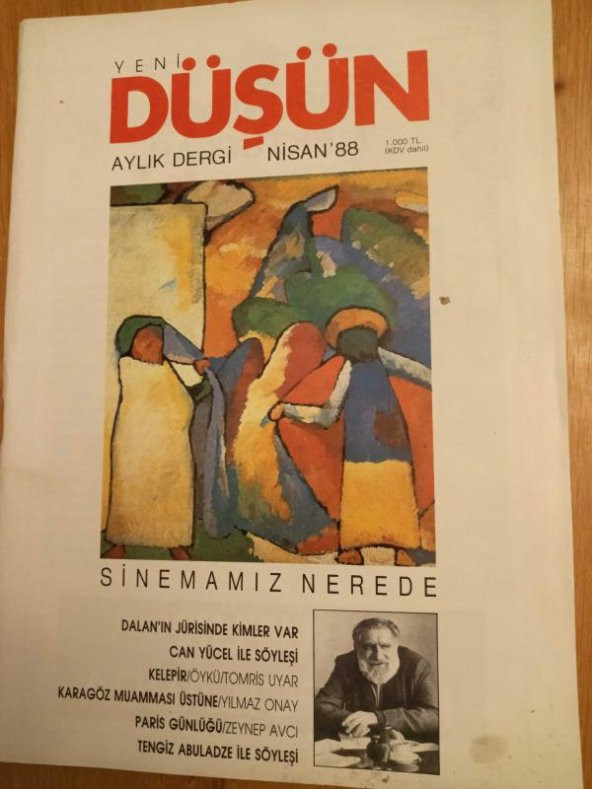 YENİ DÜŞÜN    Aylık Dergi  *   Nisan 1988  *  SAYI: 19/49  /  SİNEMAMIZ NEREDE * CAN YÜCEL İLE SÖYLEŞİ* PARİS GÜNLÜĞÜ ürün görseli