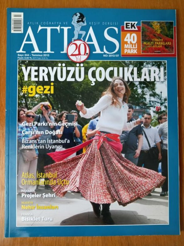 ATLAS  Aylık Coğrafya ve Keşif Dergisi   Temmuz  2013 * Sayı: 244 /  YERYÜZÜ  ÇOCUKLARI # gezi  * GEZİ PARKININ GEÇMİŞİ * Bizans'tan İstanbul'a  Renklerin  Uyanışı ürün görseli