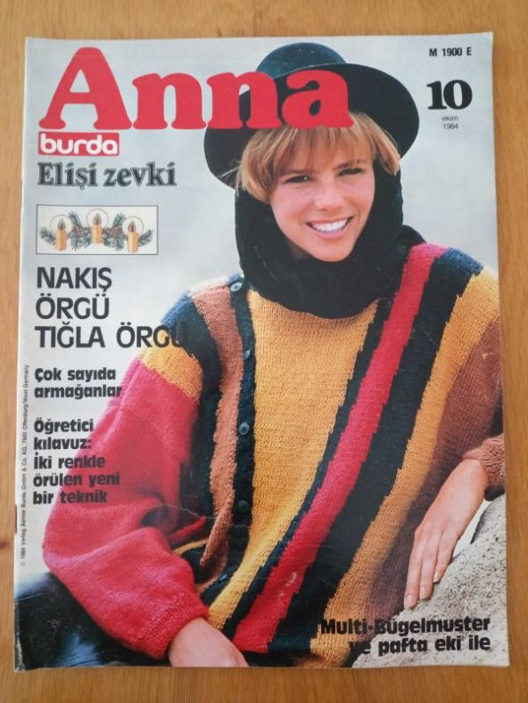 ANNA  burda  Elişi zevki  * 10  EKİM  1984  /  Öğretici Kılavuz: İKİ RENKLE ÖRÜLEN YENİ BİR TEKNİK * NAKIŞ ÖRGÜ  TIĞLA ÖRGÜ