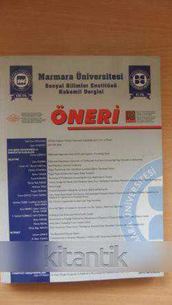 ÖNERİ * Marmara Üniversitesi Sosyal Bilimler Enstitüsü Hakemli Dergi * Cilt: 5 - Yıl: 10 - Sayı: 20 - Haziran 2003