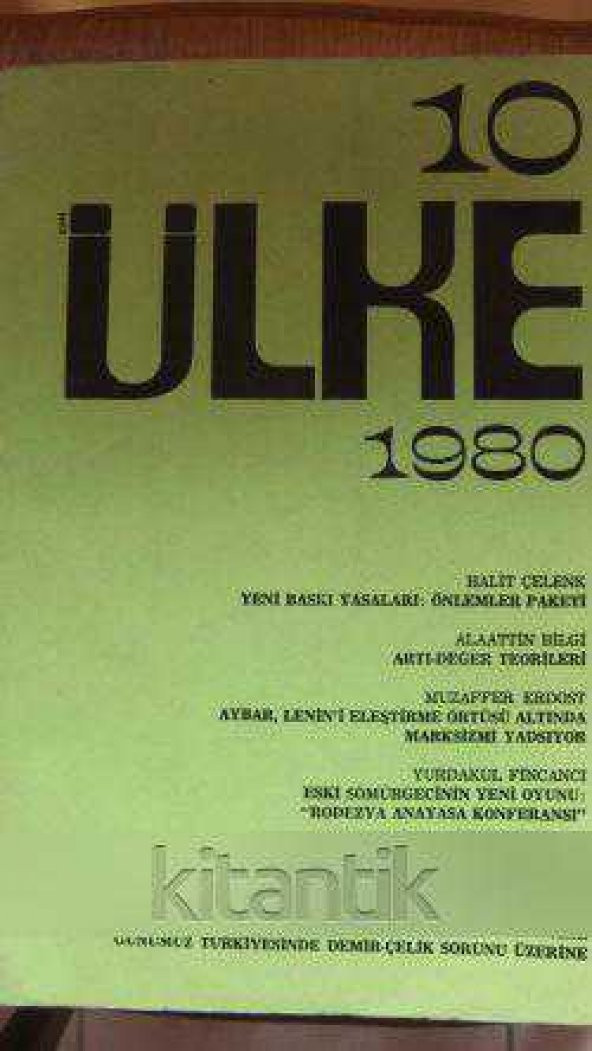 ÜLKE   *   Sayı: 10  - Ocak Şubat  Mart 1980