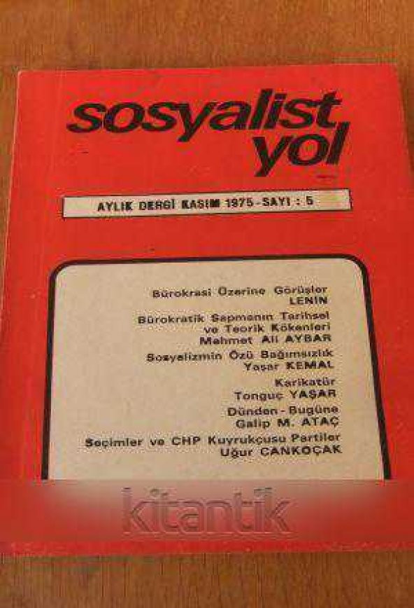 SOSYALİST YOL Aylık Dergi KASIM / 1975   *  SAYI: 5