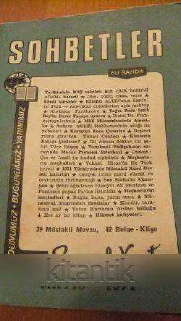 SOHBETLER    *   Yıl: 1   Sayı: 2   *   MAYIS / 1971