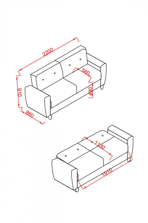 İpek Mobilya Mimoza 3lü Kanepe ( KOYU GRİ ) - 4