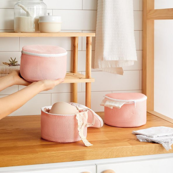 Ocean Home 3lü Pembe İç Çamaşır Yıkama Filesi - 3