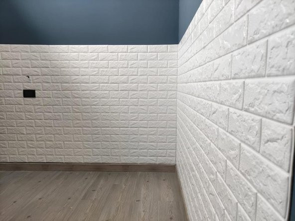 Renkli Duvarlar 70X23 cm Beyaz Kendinden Yapışkanlı 3D Esnek Duvar Kağıdı Paneli KREATİF - 4