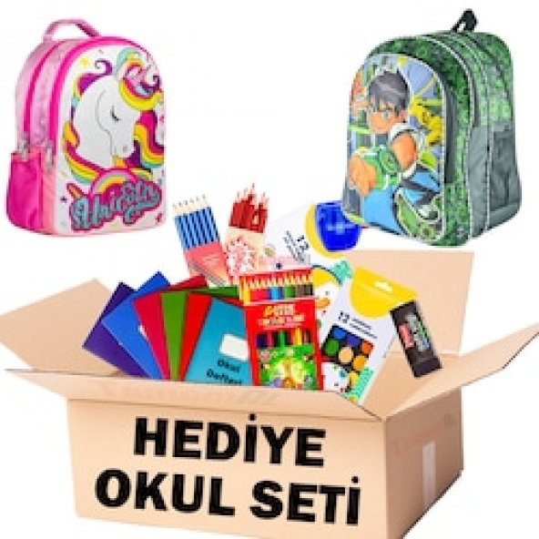 2K Hediyelik İlk Okul Seti Kuru Sulu Pastel Boya Kurşun Kalem Çanta