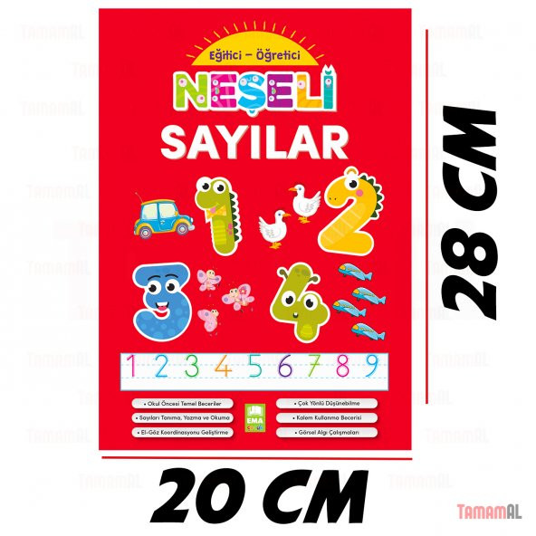 NEŞELİ SAYILAR HARFLER EĞİTİCİ ve ÖĞRETİCİ ÇİZGİ ALIŞTIRMALAR - 3