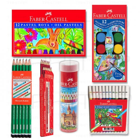 Faber Castell 6 Parça Set Okul Kırtasiye Kuru Sulu Boya Kalem - 2
