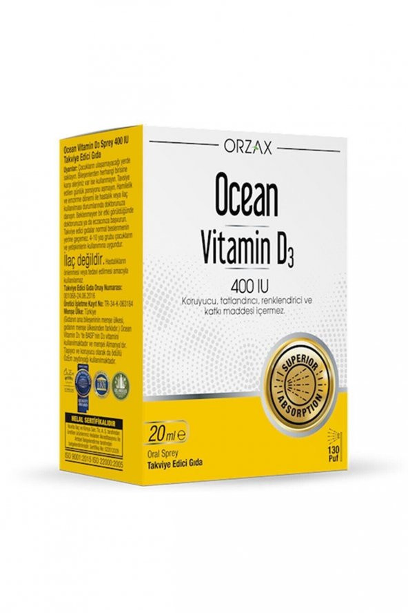 Ocean Vitamin D3 400 IU Oral Sprey 20 ml 8697595871379