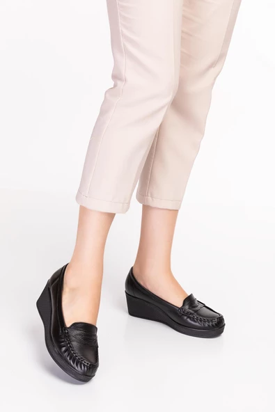 Artı-Artı014-14126 Hakiki Deri Ortopedik Kadın Platform Topuk Ayakkabı - Resim 11