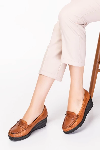 Artı-Artı014-14126 Hakiki Deri Ortopedik Kadın Platform Topuk Ayakkabı - Resim 5