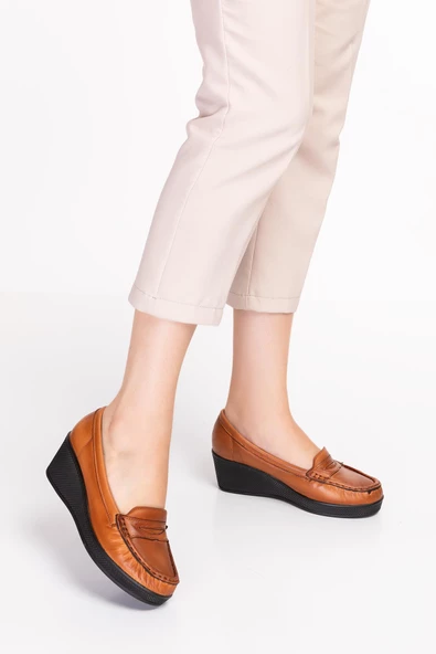 Artı-Artı014-14126 Hakiki Deri Ortopedik Kadın Platform Topuk Ayakkabı - Resim 6