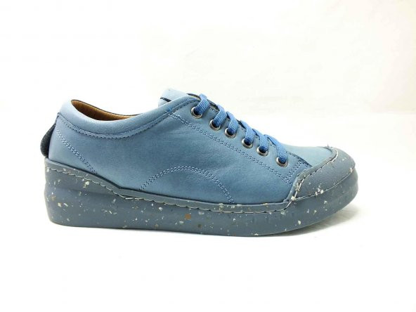 Çarıkçım Hakiki Deri Kauçuk Tabanlı Ayakkabı Mavi 96 1111