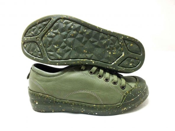 Çarıkçım Hakiki Deri Kauçuk Tabanlı Ayakkabı Haki 96 1111 - Resim 5