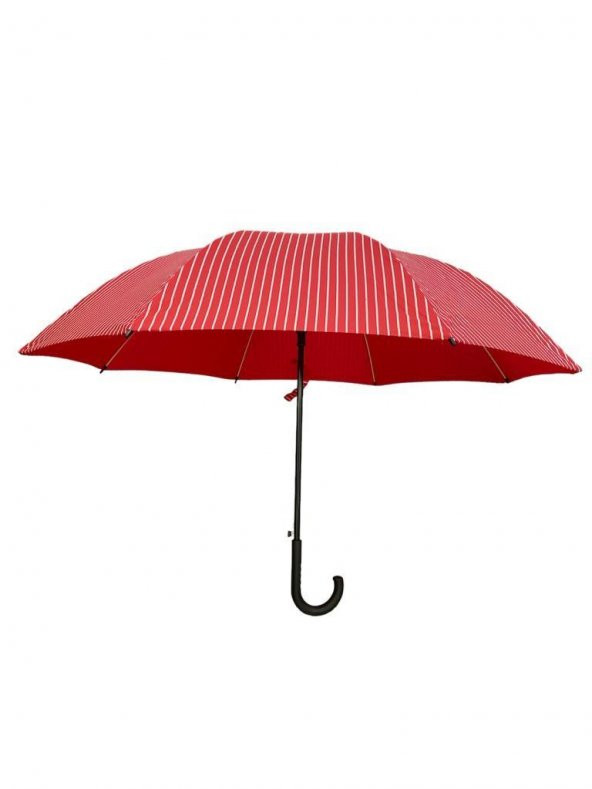 Baston Şemsiye Misina Kırmızı Çizgili