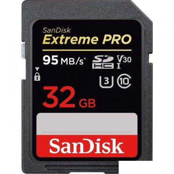 OUTLET Sandisk Extreme Pro 32GB SDHC 95MB/s V30 UHS-I U3 Hafıza Kartı SDSDXXG-032G-GN4IN