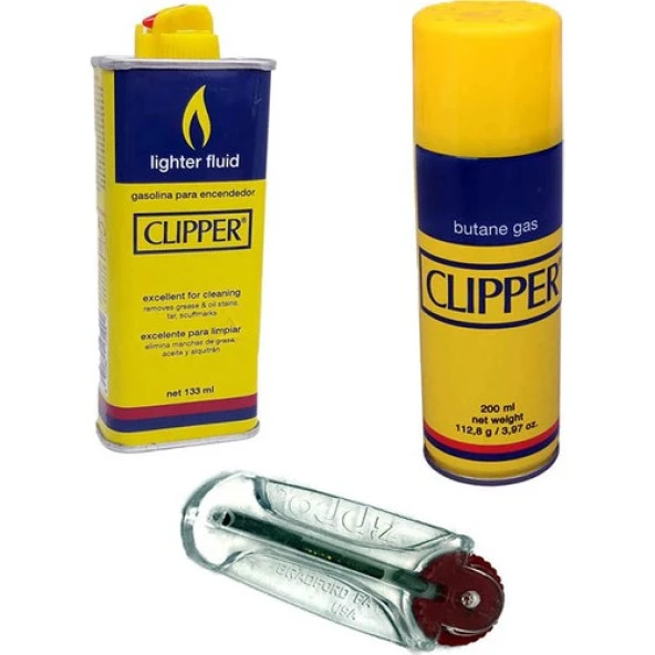 Gamerloot Clipper 133ML Benzin- Clipper 200 ml Çakmak Gazı ve 5'li Çakmak Taşı
