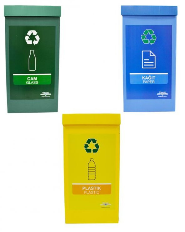 3’lü Geri Dönüşüm Kutusu - Sıfır Atık Kutusu Set