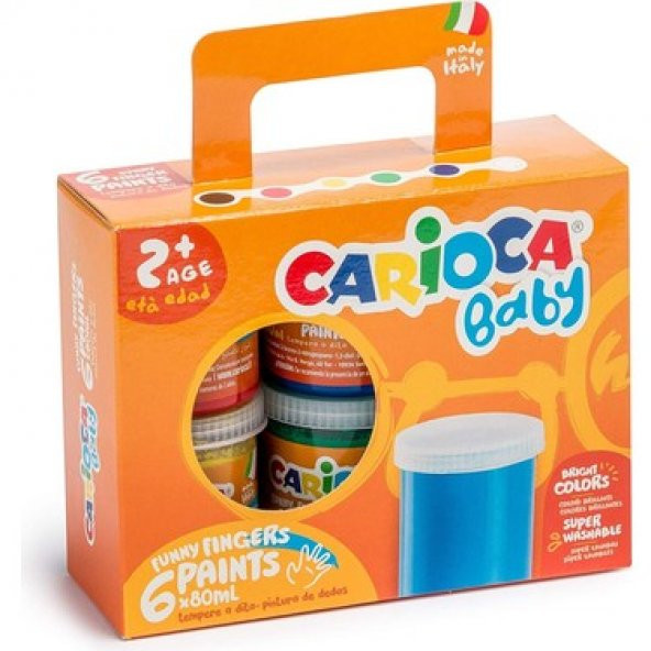 Carioca Parmak Boyası Bebek Süper Yıkanabilir 6 Renk 80 ML
