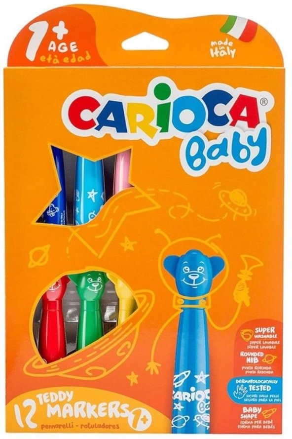 Carioca Keçeli Boya Kalemi Teddy Jumbo Bebek Süper Yıkanabilir 12 Li 42816 ürün görseli