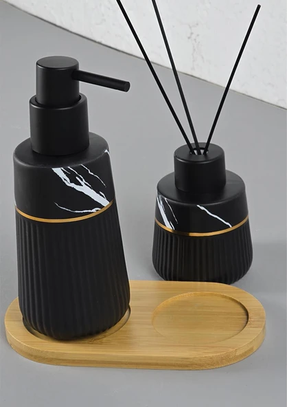 Seramik Sıvı Sabunluk Seti - Kokuluklu Sabunluk Takımı - - 9