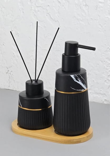 Seramik Sıvı Sabunluk Seti - Kokuluklu Sabunluk Takımı - - 8