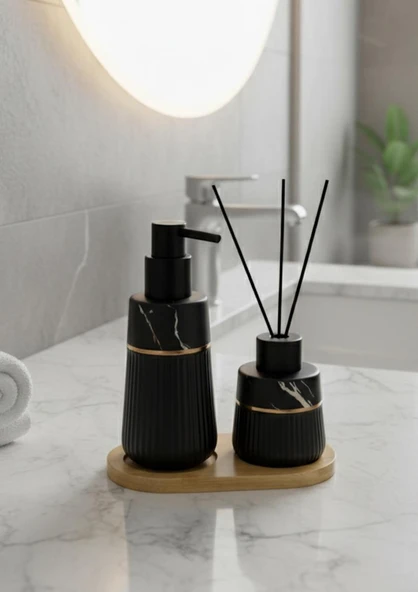 Seramik Sıvı Sabunluk Seti - Kokuluklu Sabunluk Takımı -