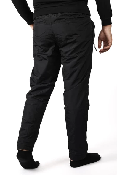 Erkek Siyah Rüzgar Geçirmez Suya Dayanıklı İçi Peluş Motorcu Eşofman Altı 22EESA5033 - 5