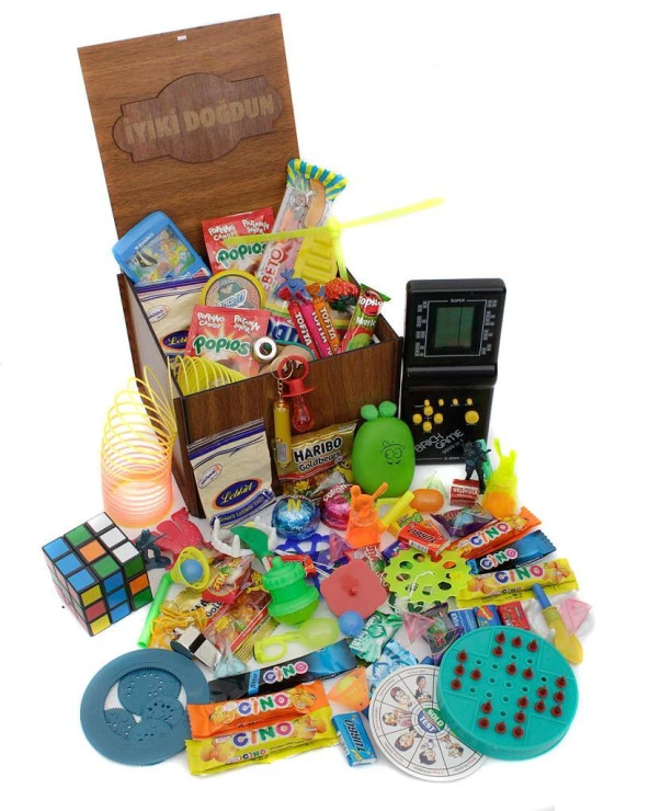Ahşap Gıda Ve Oyuncak Kutusu Siyah Tetris ( İyi ki Doğdun ) - 1
