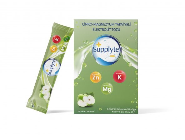 Supplyte Elma Aromalı Elektrolit Tozu 12 gr 8 adet