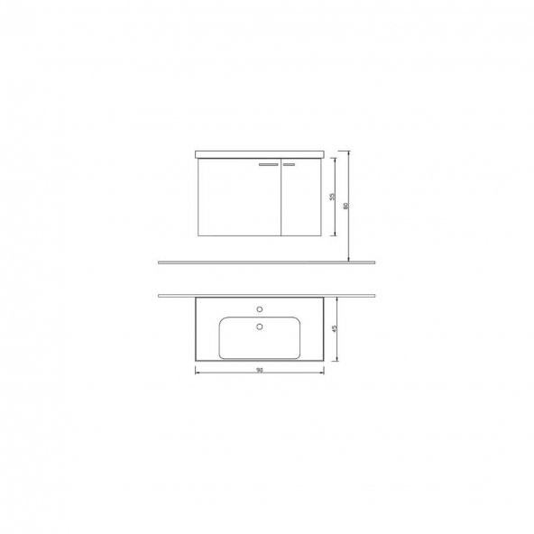 DENKO Terra 90 cm MDF Alize Banyo Dolabı Alt Modül ve Lavabo - 3