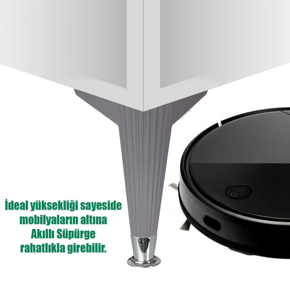 Mobilya Kanepe Koltuk Sehpa Tv Ünitesi Konsol Ayağı 22 Cm Baza Ayakları Antrasit Krom - 4