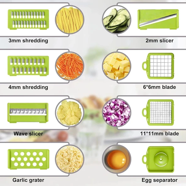Patates Sebze Küp Rende Doğrayıcı Dicer Mandolin Dilimleyici Jülyen Kesici Vegetable Chopper Seti - Resim 5