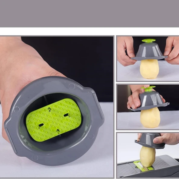 Patates Sebze Küp Rende Doğrayıcı Dicer Mandolin Dilimleyici Jülyen Kesici Vegetable Chopper Seti - Resim 4