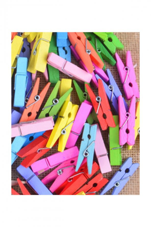 Kraf Kıds Ahşap Mandal Renkli Ve Doğal Küçük 30 + 30 Lu Kk161 - 3