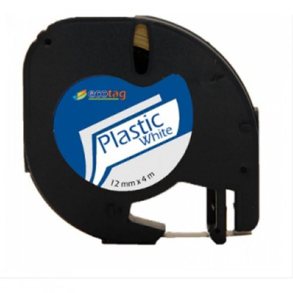 Ecotag Dymo Letratag Muadil Plastik Şerit 12mm x 4mt Beyaz ürün görseli