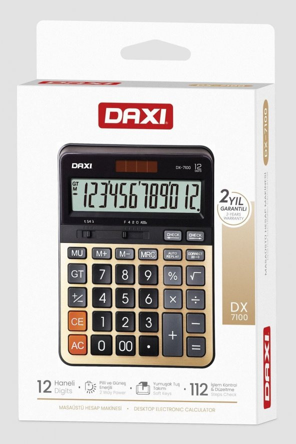 Dx-7100 Işlem Kontrollü , Büyük Boy Hesap Makinesi , Gold - 3