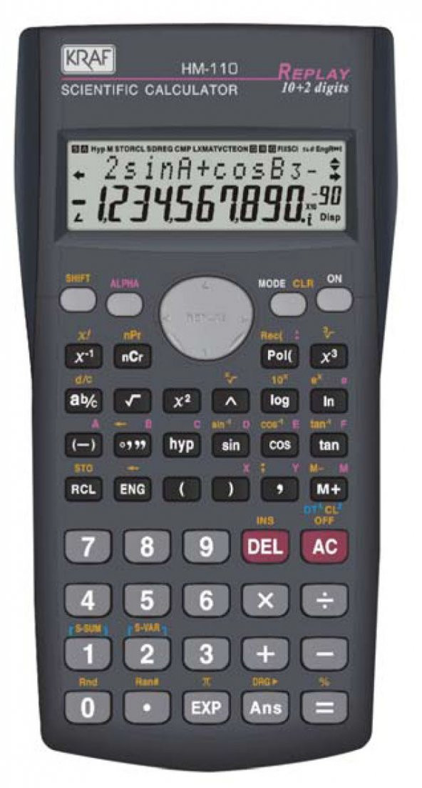 BİLİMSEL HESAP MAKİNESİ FONKSİYONLU KRAF HM-110 Ücretsiz Kargo