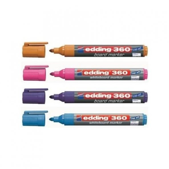EDDİNG 360 SİLİNEBİLİR BEYAZ TAHTA KALEMİ BOARD MARKER  4 RENK SET