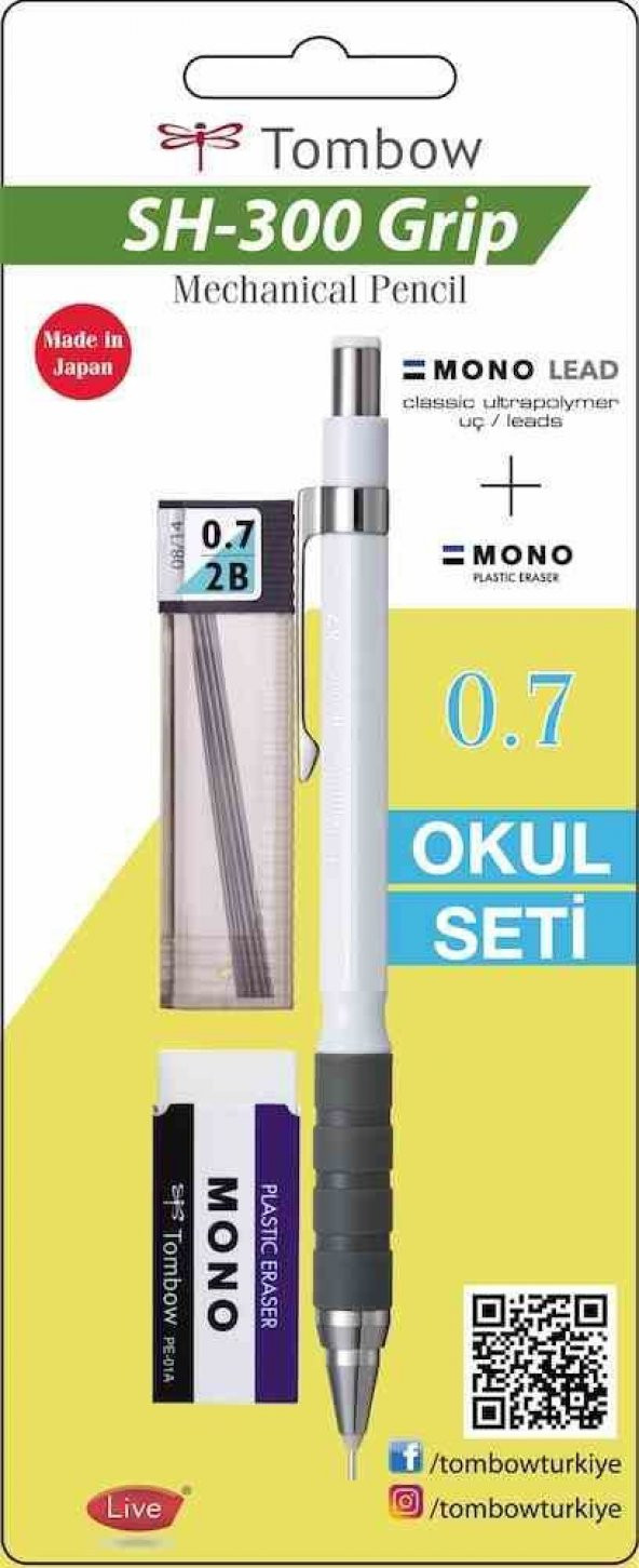 TOMBOW SH-300 GRİP 0.7 VERSATİL OKUL SETİ BEYAZ ÜCRETSİZ KARGO