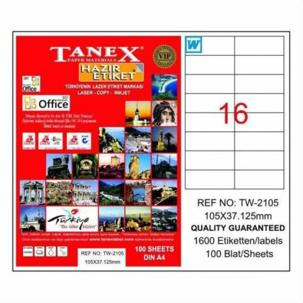 Tanex TW-2160 60 mm Laser Etiket 100 Adet Ücretsiz Kargo ürün görseli