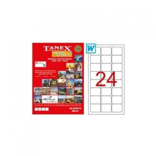 Tanex Tw-2024 Beyaz Adresleme ve Postalama Etiketi 64 mm x 34 mm