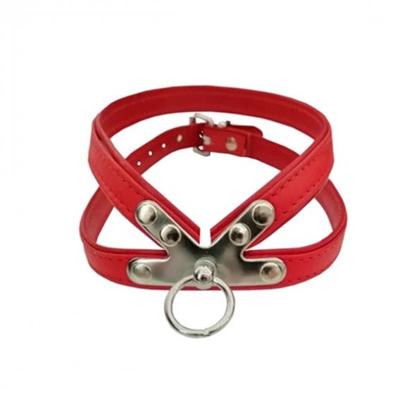 Doggie Deri Göğüs Tasması 40-45 CM Kırmızı Large - 1