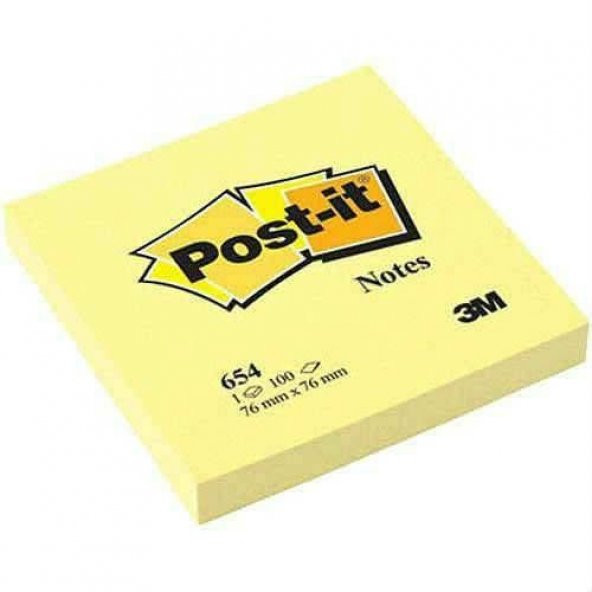 3M Yapışkanlı Not Kağıdı Post-it 654-76mm. x 76mm. Ücretsiz Kargo