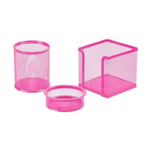 3 LÜ METAL KALEMLİK SETİ PERFORE PEMBE ürün görseli 1