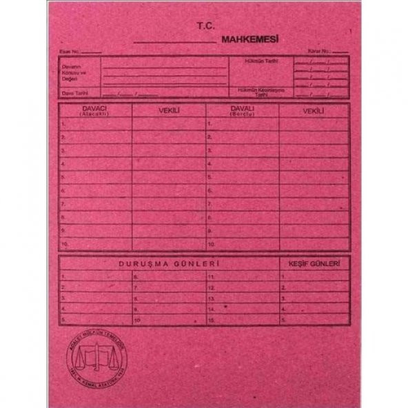 MAHKEME DAVA İCRA DOSYASI 50Lİ ALEMDAR ÜCRETSİZ KARGO