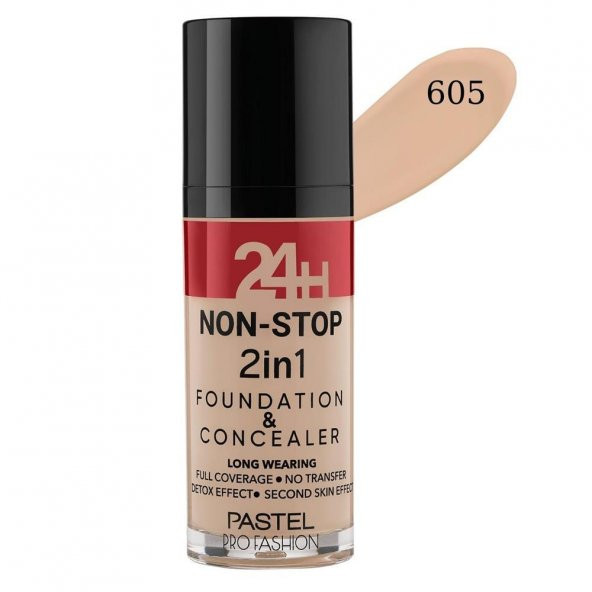 Pastel 24 H Non-Stop 2 İn 1 Fondeten Concealer No:605